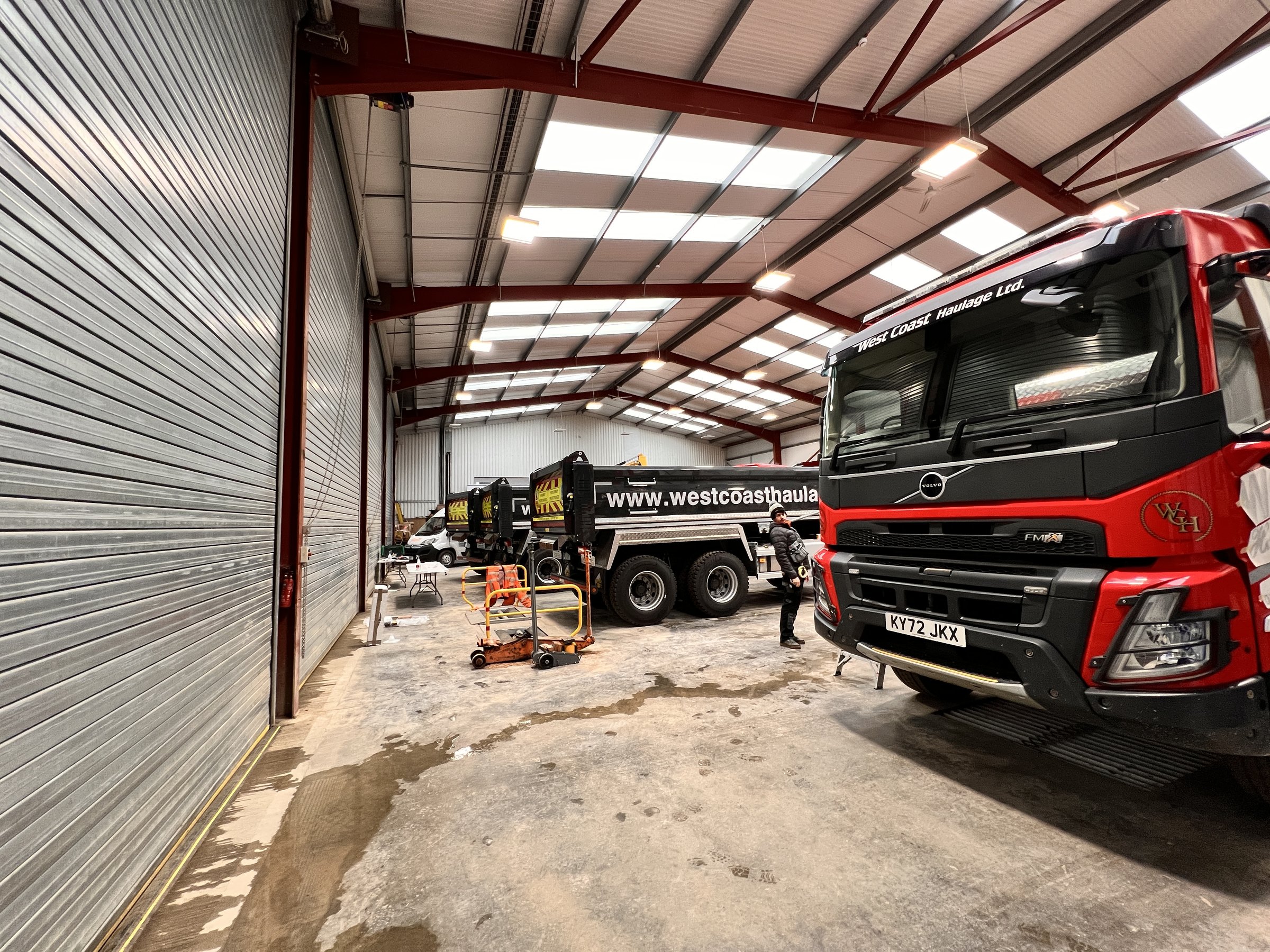 West Coast Haulage fleet in the workshop