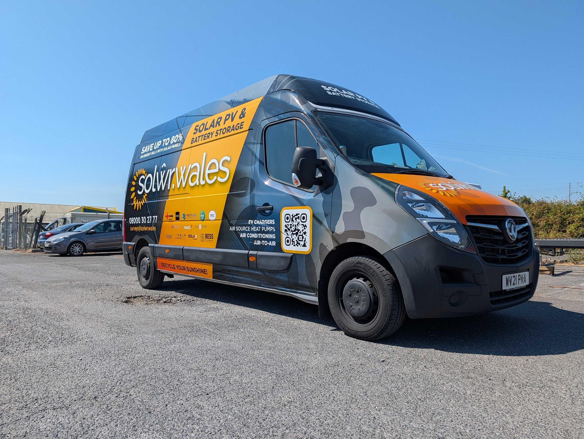 SOLŴR Wales wrapped van front view