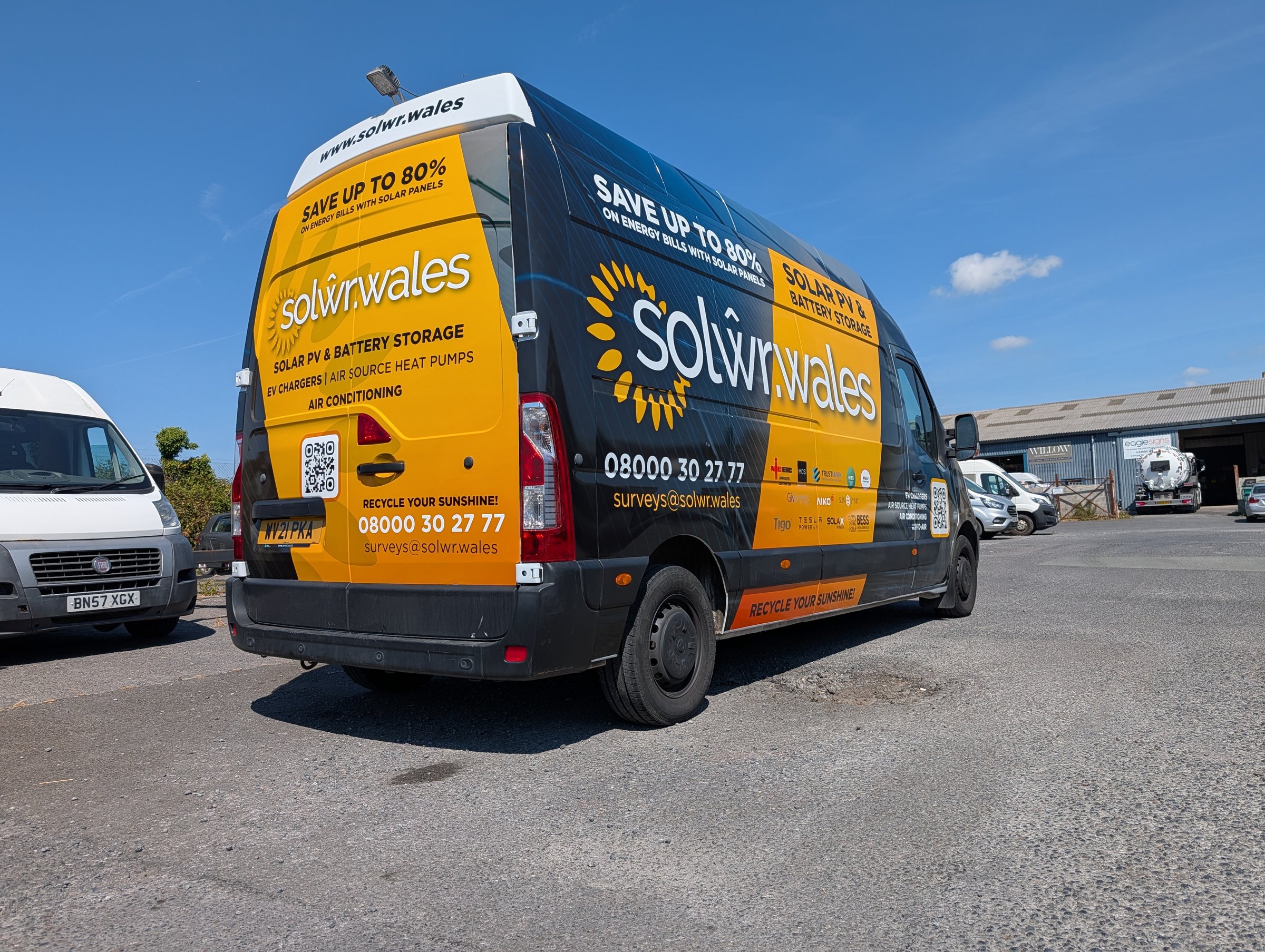 SOLŴR Wales wrapped van rear view